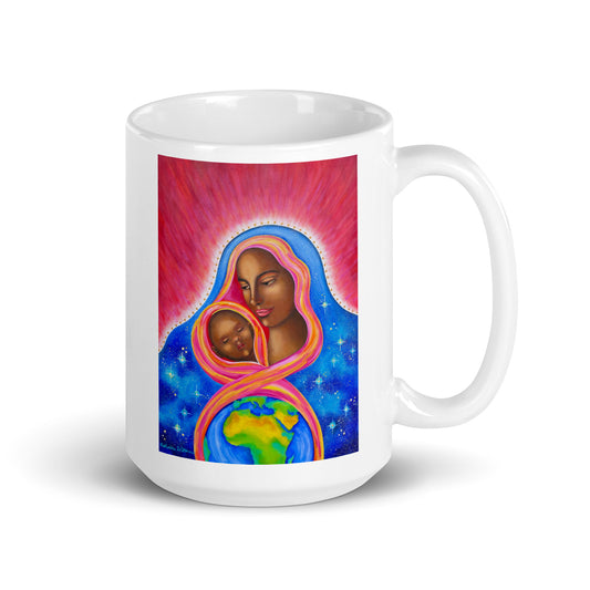 She Holds the World in Her Heart Large Mug